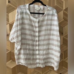 Linen Stripped Blouse w Dolomn sleeves